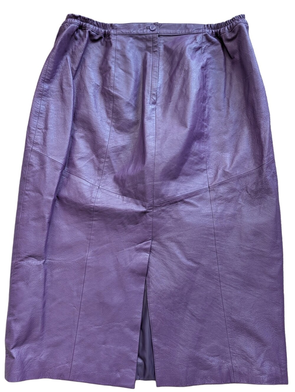 Via Accenti Womens Purple Vintage Leather Elastic Side Midi Skirt Size 16/18